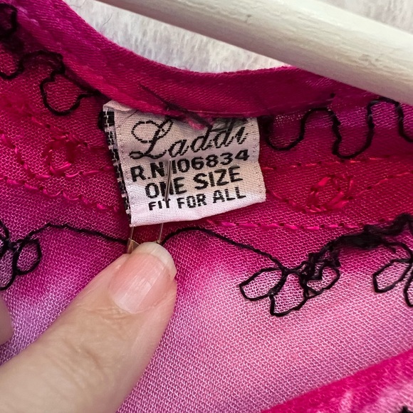 ONE SIZE FITS ALL BOHO DRESSS S M L XL HOT PINK TIE DYE EMBROIDERY BEACH SWIM - Picture 6 of 12